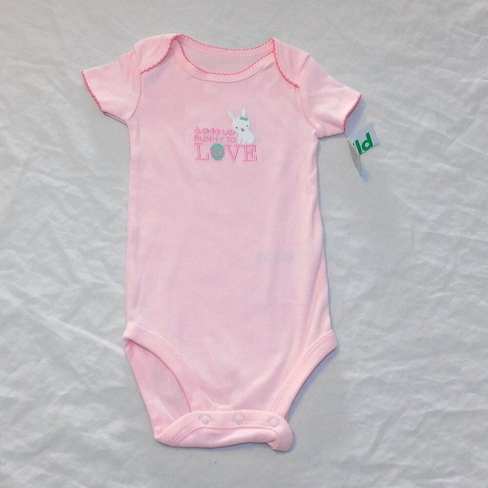 Baby Girl First Easter Bunny One Piece Somebody to Love Pink Egg 3 thru 12M New